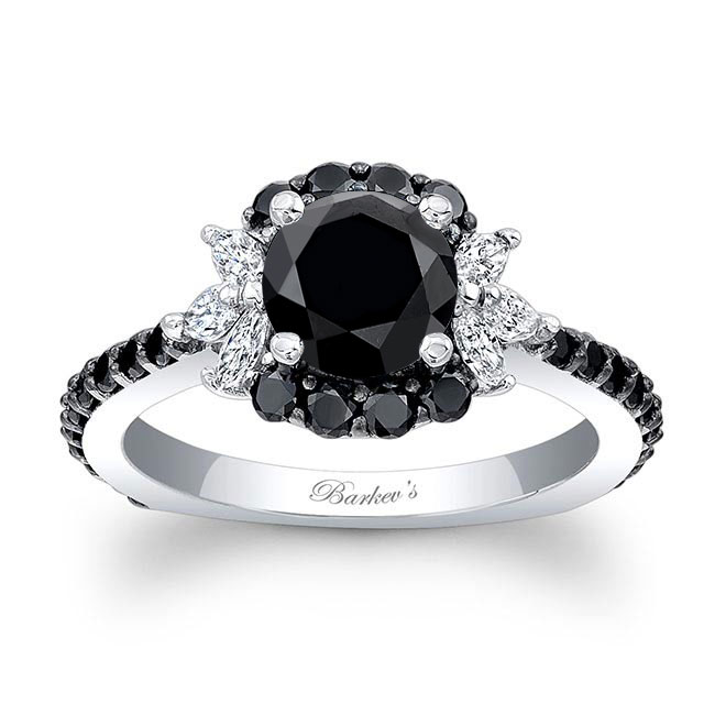 Marquise Halo Black Diamond Ring