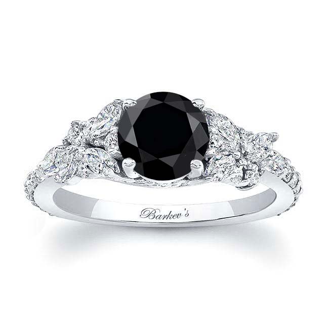 Vintage Marquise Black And White Diamond Engagement Ring