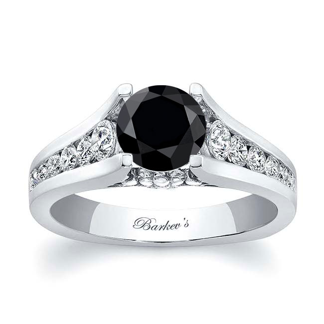 White Gold Cathedral Black And White Diamond Ring