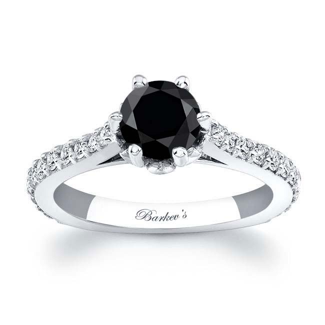 Flower Black And White Diamond Ring