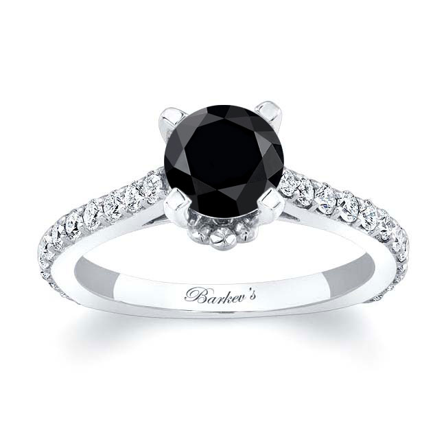 Simple Flower Black And White Diamond Ring