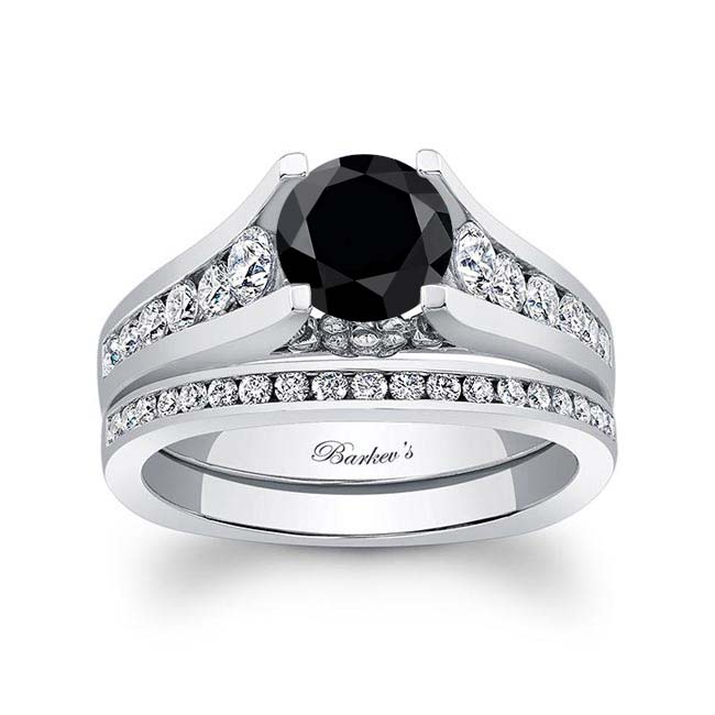 White Gold Classic Black And White Diamond Channel Bridal Set