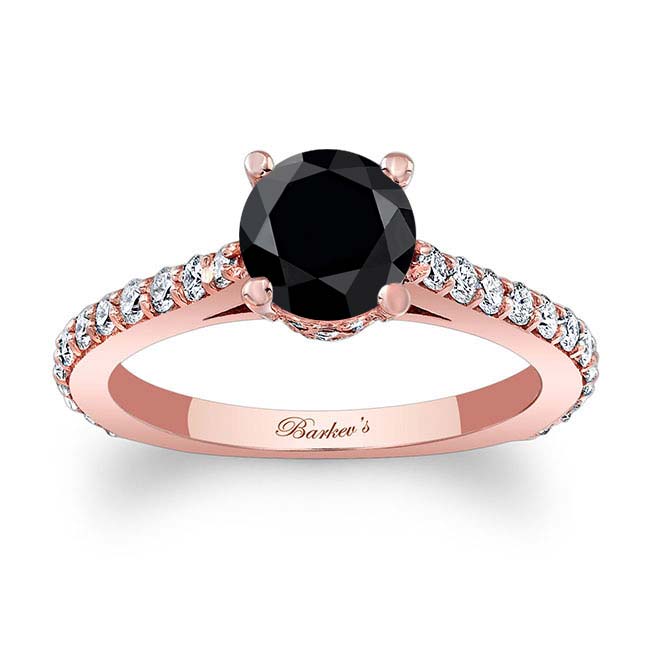 Rose Gold Traditional Black And White Diamond Ring