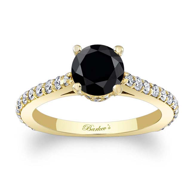 Yellow Gold Traditional Black And White Diamond Ring