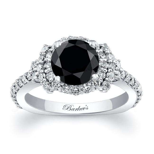 White Gold Black And White Diamond Cluster Ring