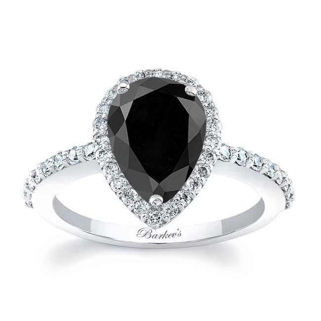 Platinum Pear Shaped Black And White Diamond Ring