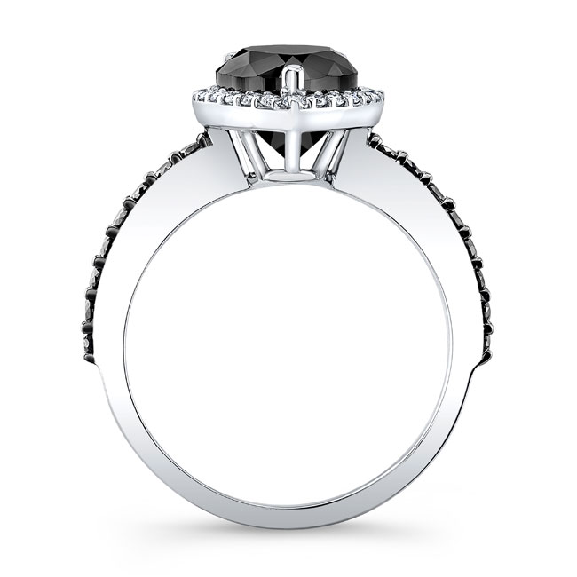 Platinum Pear Shaped Black Diamond Ring Image 2