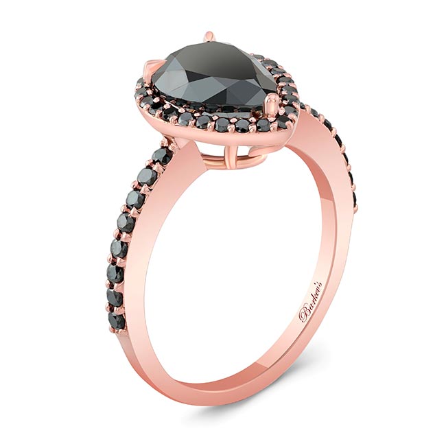 Rose Gold Black Diamond Pear Shaped Ring Image 2