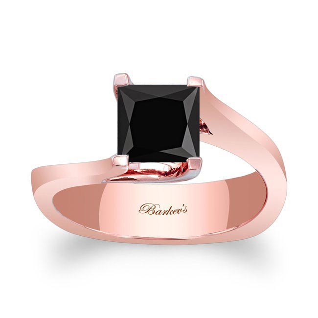 Rose Gold 1.25 Carat Princess Cut Black Diamond Solitaire Ring