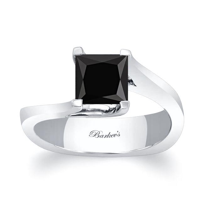 1.25 Carat Princess Cut Black Diamond Solitaire Ring