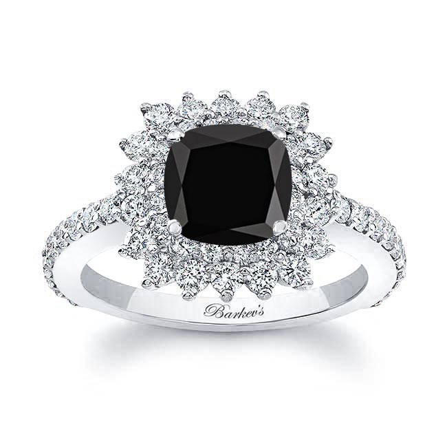 Starburst Black And White Diamond Engagement Ring