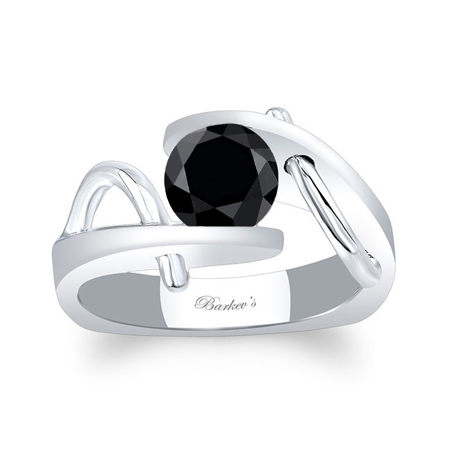 Solitaire Channel Set Black Diamond Ring