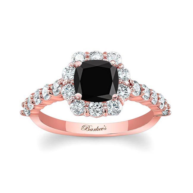 Rose Gold 1 Carat Black And White Diamond Halo Ring