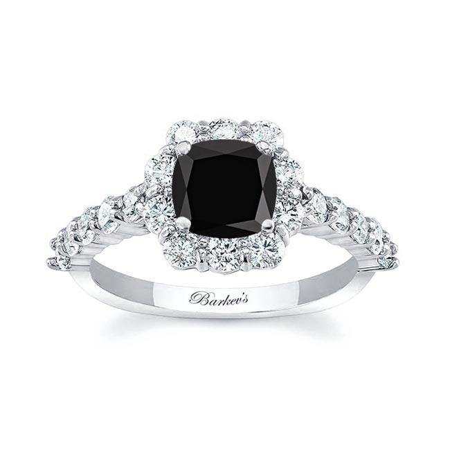 1 Carat Black And White Diamond Halo Ring