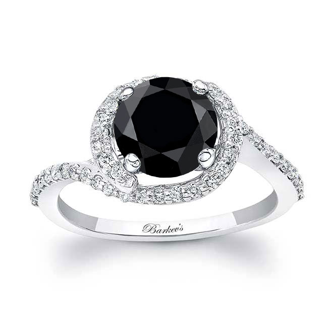 Platinum Black And White Diamond Half Halo Engagement Ring