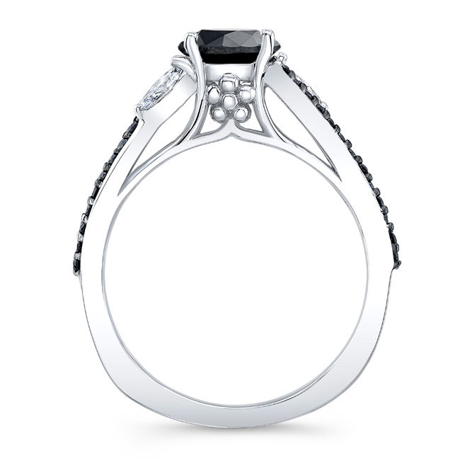 Platinum Curved Split Shank Black Diamond Ring Image 2