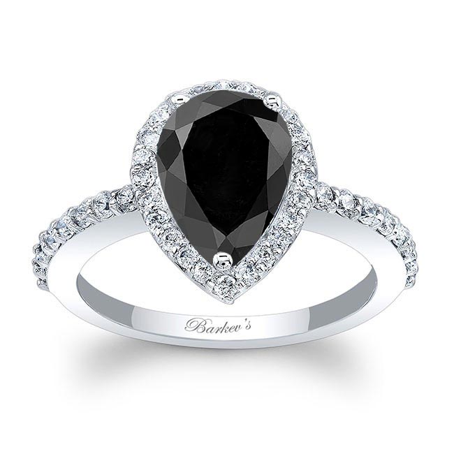 Teardrop Black And White Diamond Ring