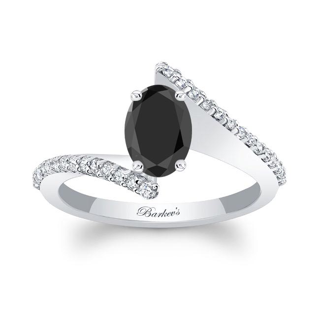 Oval Black And White Diamond Ring