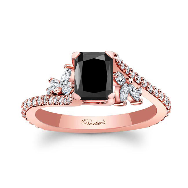 Rose Gold 1 Carat Radiant Cut Black And White Diamond Ring