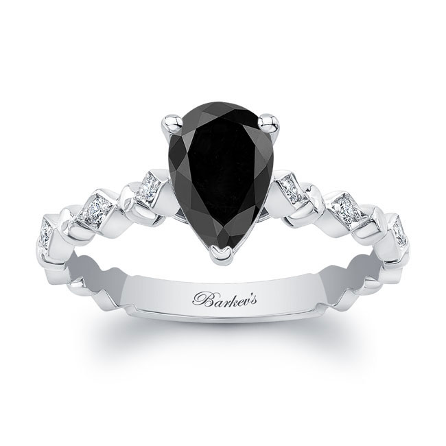 Art Deco Pear Shaped Black And White Diamond Ring