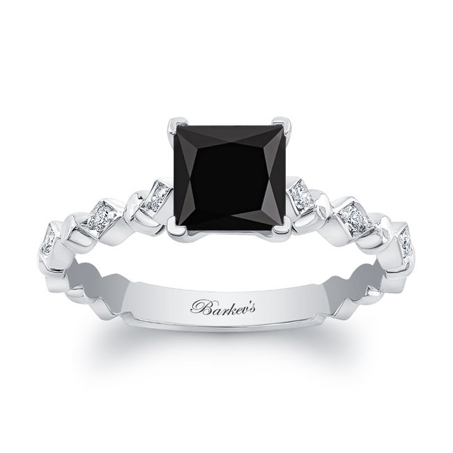 Art Deco Princess Black Diamond Ring