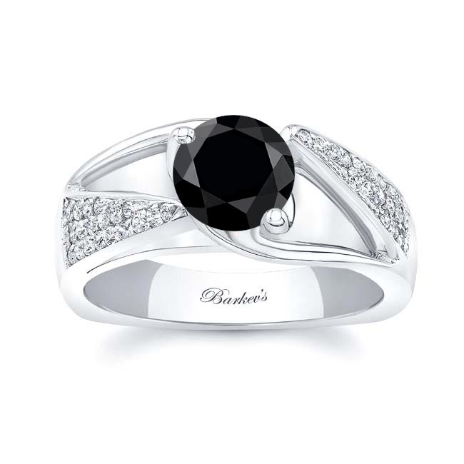 3 Row Black And White Diamond Ring