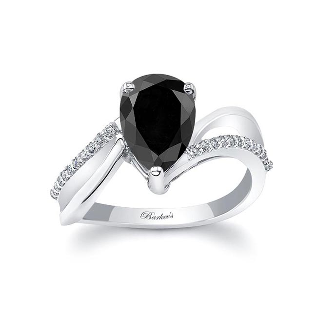 Split Shank Pear Black And White Diamond Ring