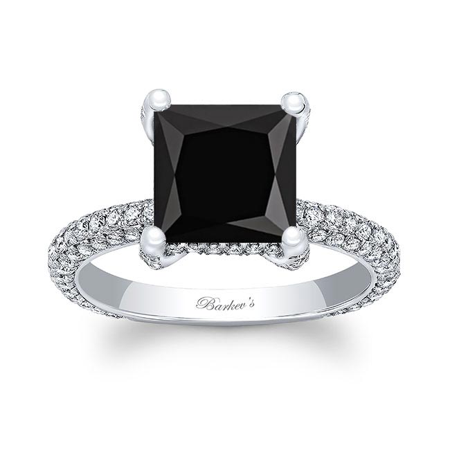 Hidden Halo Black And White Diamond Engagement Ring