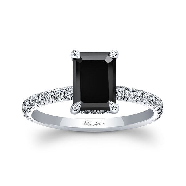 Ella Emerald Cut Black And White Diamond Engagement Ring