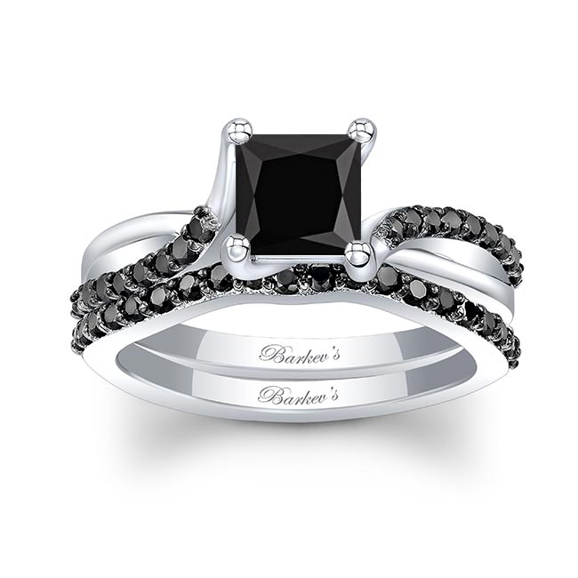 Princess Cut Black Diamond Ring Set