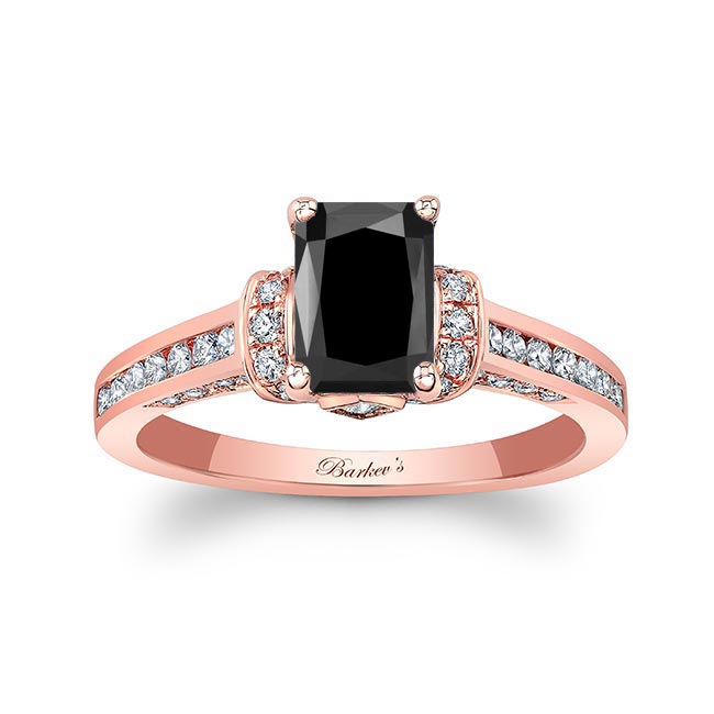 Rose Gold Radiant Cut Black And White Diamond Ring