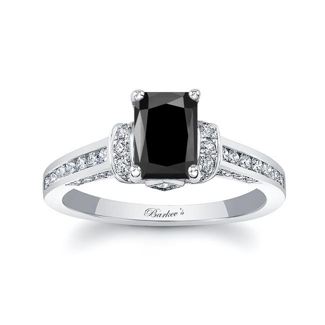 White Gold Radiant Cut Black And White Diamond Ring