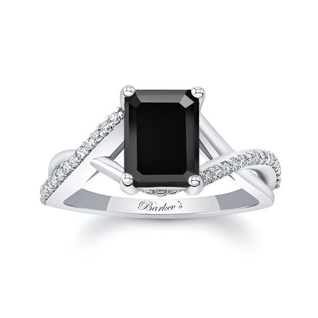 2 Carat Emerald Cut Black And White Diamond Ring