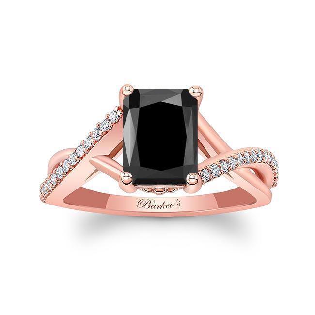 Rose Gold 2 Carat Radiant Cut Black And White Diamond Ring