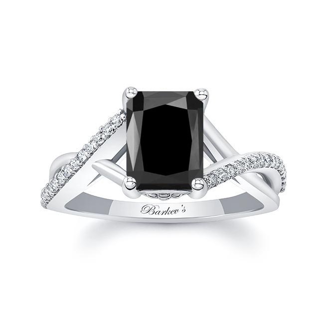 White Gold 2 Carat Radiant Cut Black And White Diamond Ring