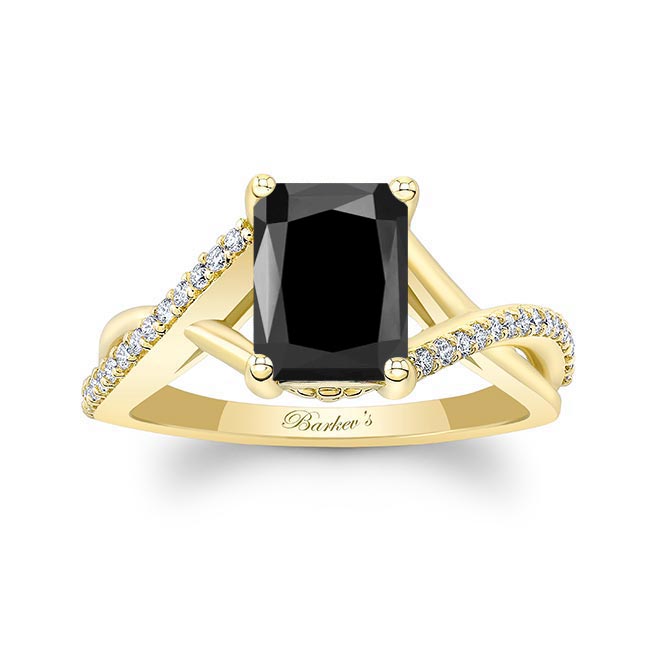 Yellow Gold 2 Carat Radiant Cut Black And White Diamond Ring