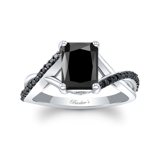 White Gold 2 Carat Radiant Cut Black Diamond Ring