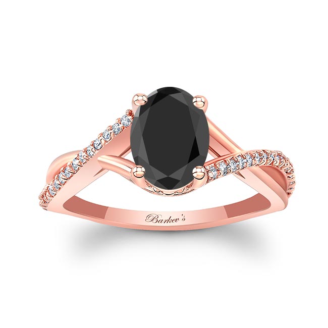 Rose Gold One Carat Oval Black And White Diamond Ring