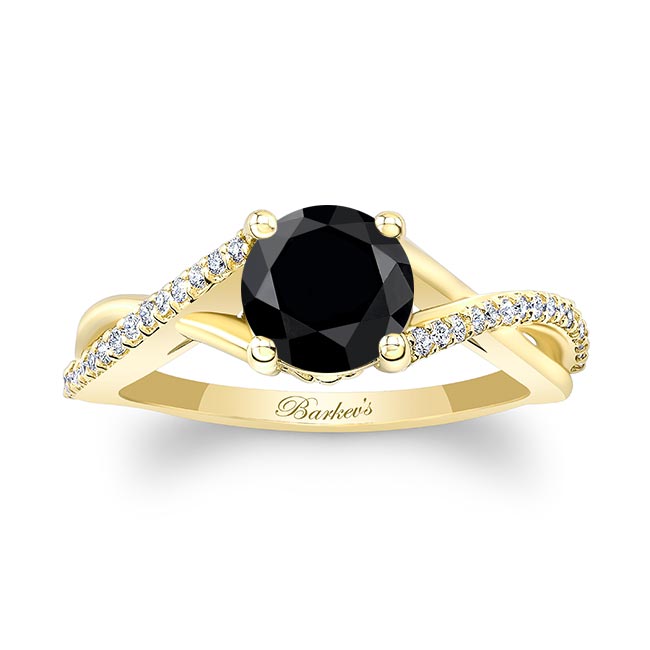 Yellow Gold One Carat Black And White Diamond Ring