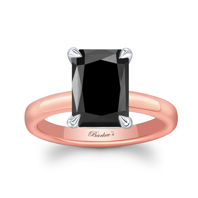 Rose Gold Lori Radiant Cut Black Diamond Solitaire Engagement Ring