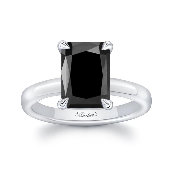 White Gold Lori Radiant Cut Black Diamond Solitaire Engagement Ring