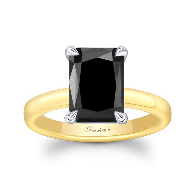 Yellow Gold Lori Radiant Cut Black Diamond Solitaire Engagement Ring