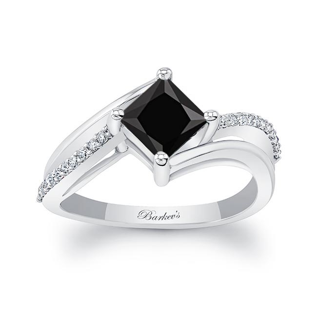 Princess Cut Black And White Diamond Engagement Ring