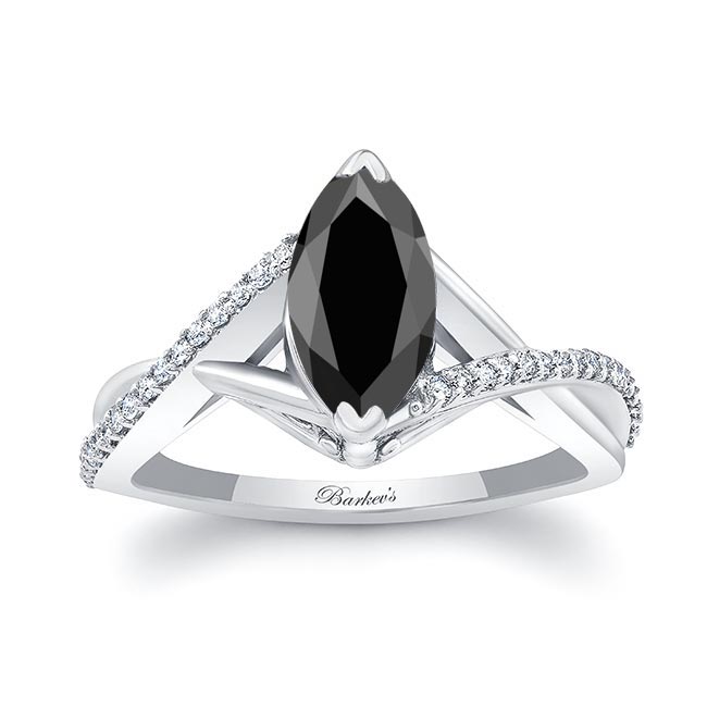 1 Carat Marquise Black And White Diamond Ring