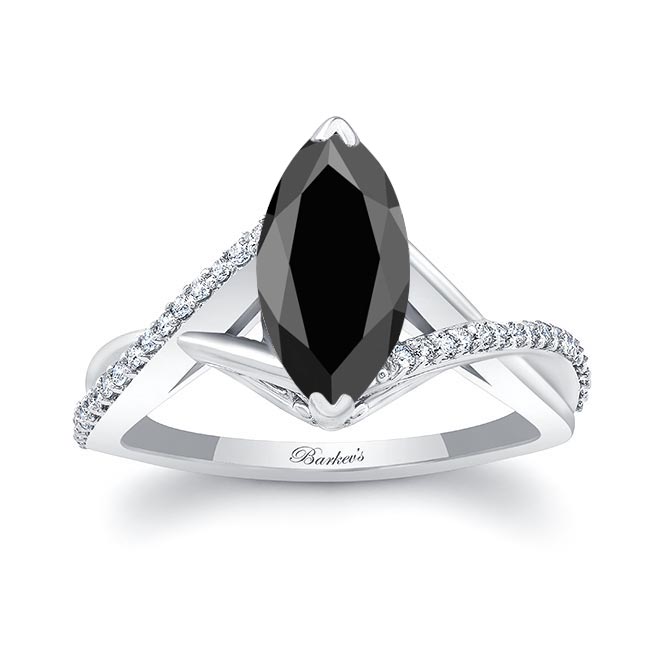 White Gold 3 Carat Marquise Black And White Diamond Ring