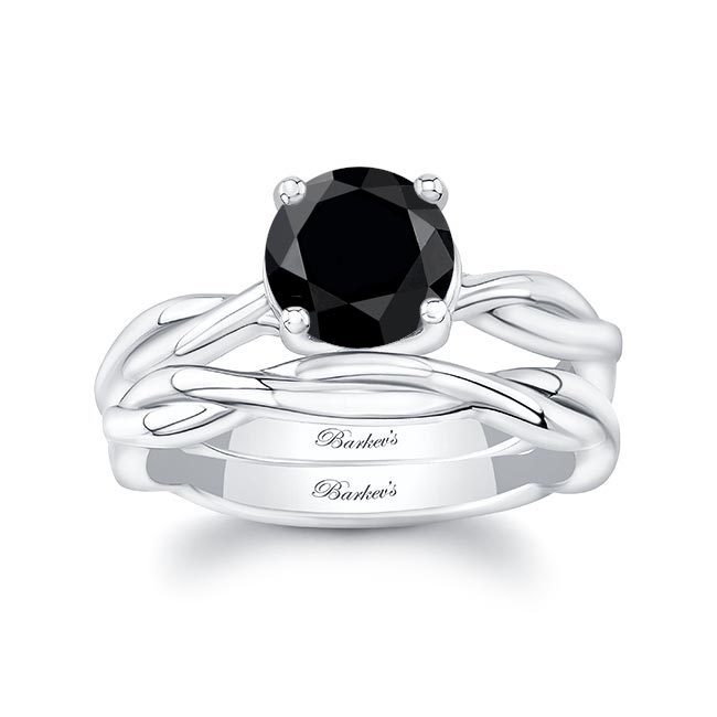 Black Diamond Twist Solitaire Bridal Set