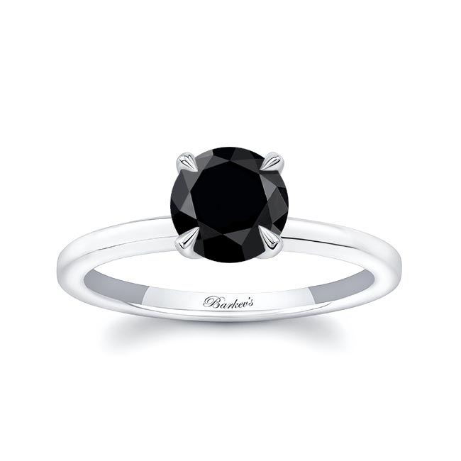 Platinum Black Diamond Solitaire Ring