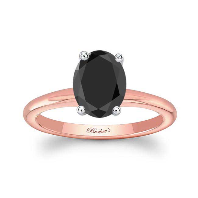 Rose Gold 1.25 Carat Oval Solitaire Black Diamond Ring