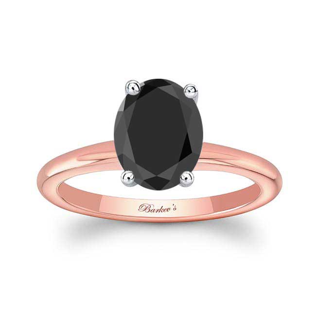 Rose Gold 2 Carat Oval Solitaire Black Diamond Ring