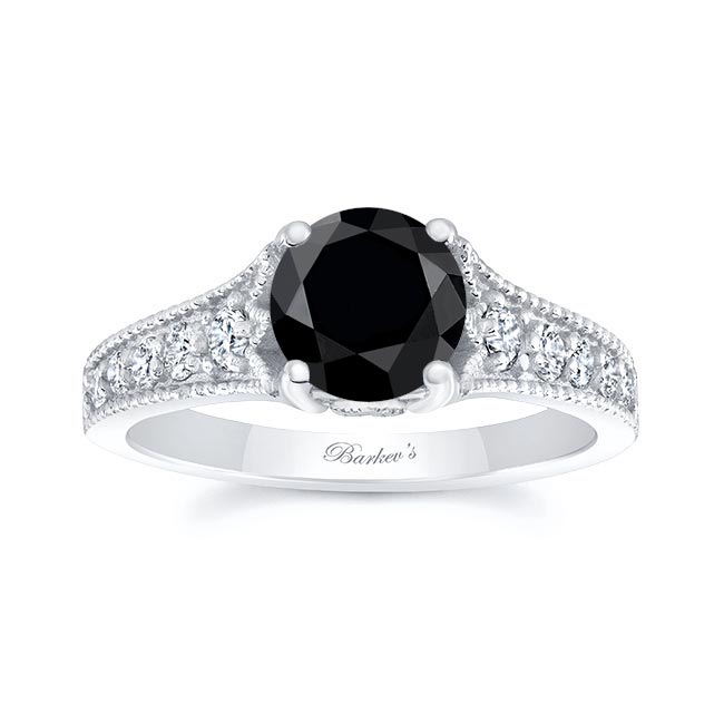 White Gold Black And White Diamond Vintage Ring